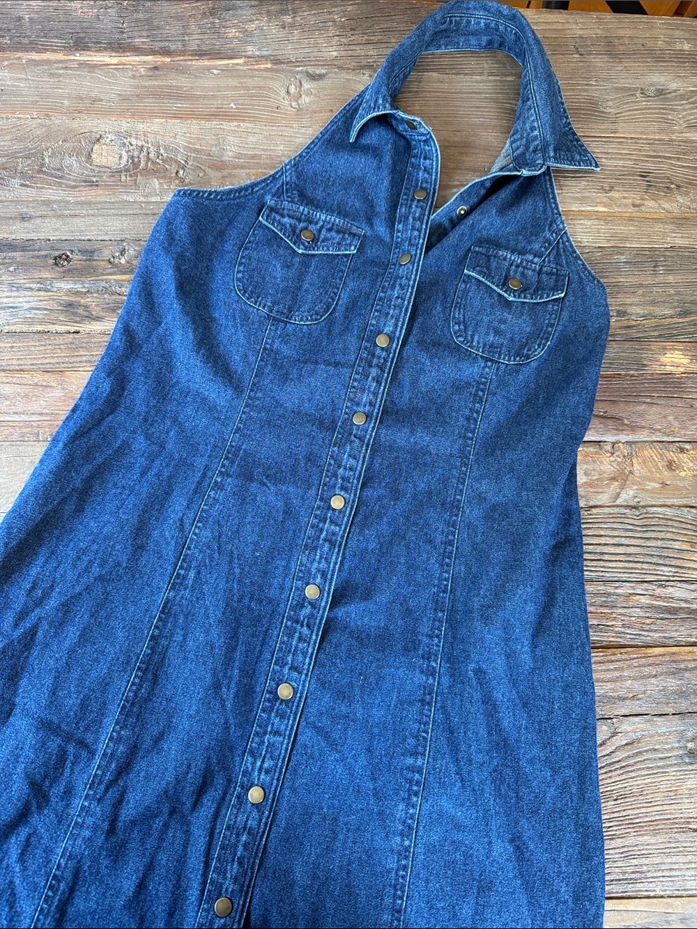 Blue Denim Button-Front Maxi Dress - Picture 8 of 11
